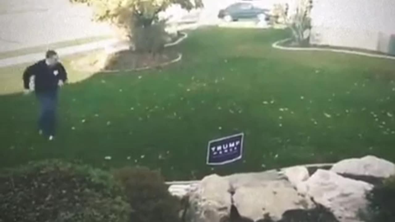 A Trump Sign Thief Gets Instant Karma.