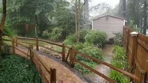 Listening to the rain around the house