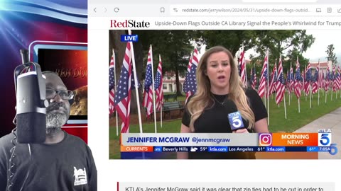 American Flags Flown Upside-down After New York Verdict Against Trump at CA Library