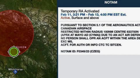 UST IN - Canada closes airspace over parts of Yukon due to an "active air defense operation"