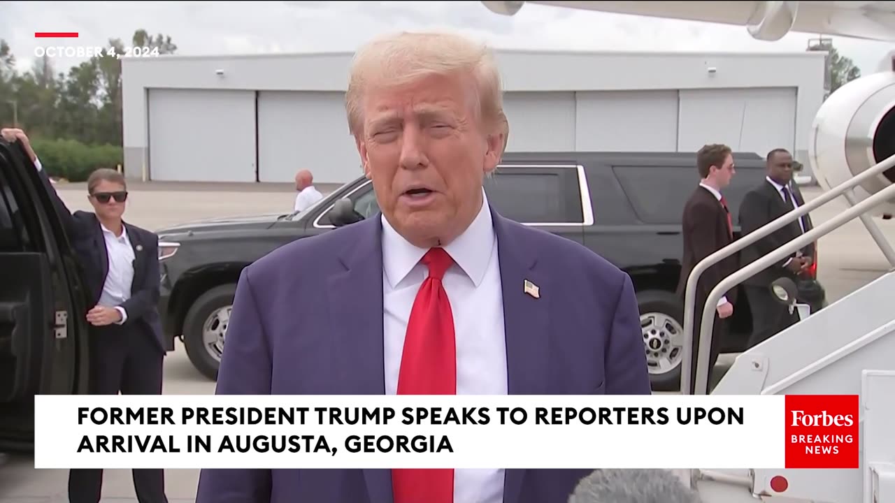 BREAKING NEWS- Trump Rails Against Biden-Harris Response To Hurricane Helene Upon Arrival In Georgia