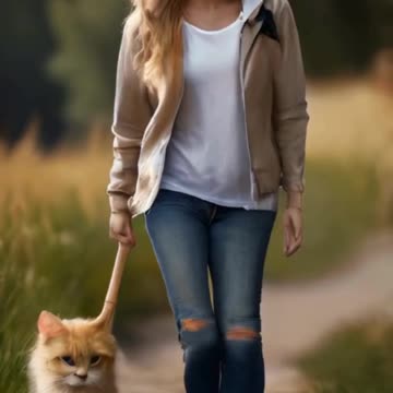 short ai animtation video girl with cat #follow #like and #share