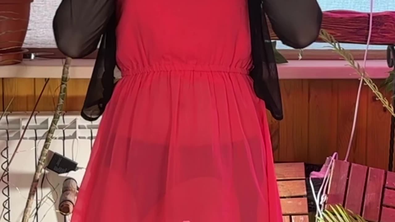 Try on pink dress Backlit