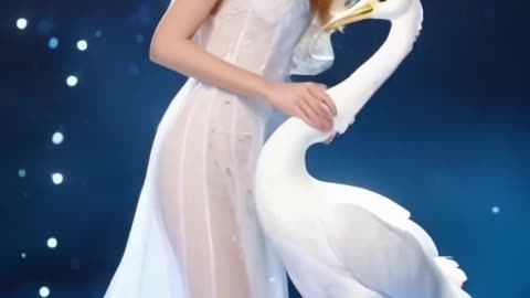 The magic of a sexy girl turning into a white crane on AGT#magic #angel #americagottalent