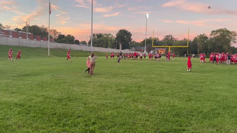 He got to run on the football field with 8th graders