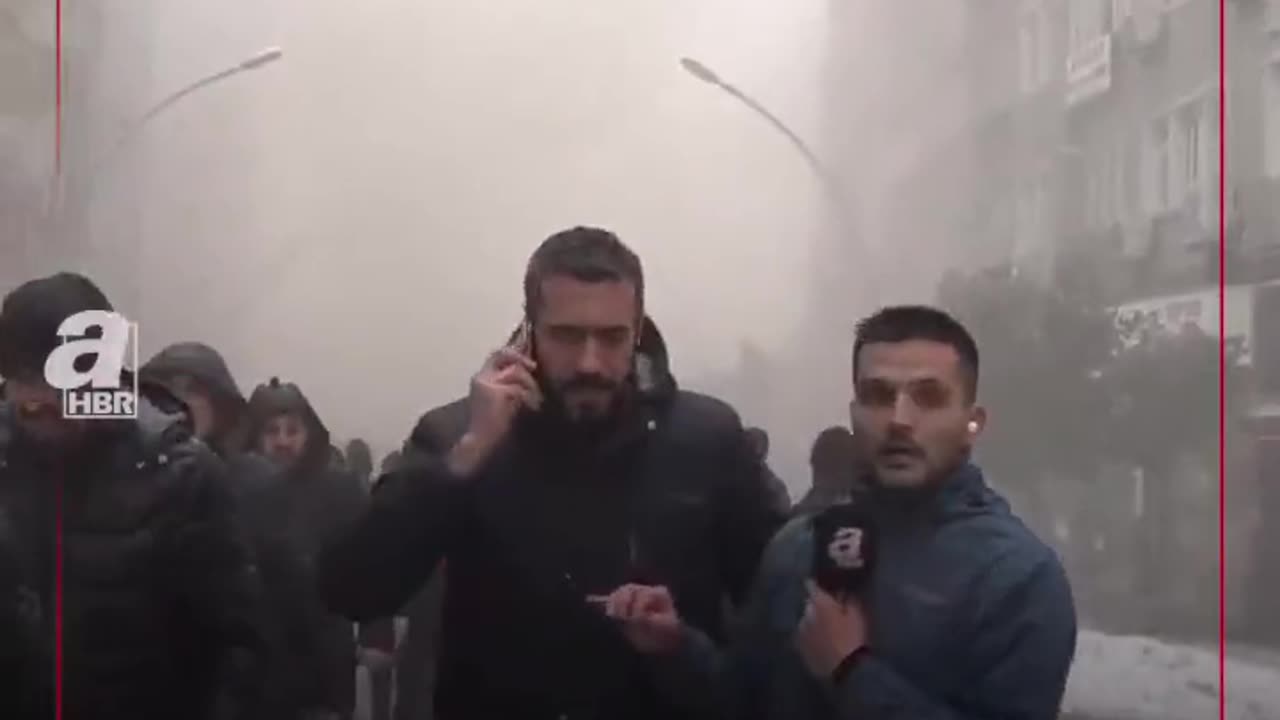Reporter caught another building falling down in Turkey Earthquake