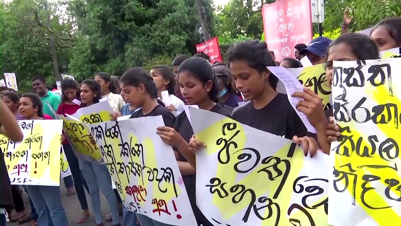 Protesters march on Sri Lanka's Independence Day