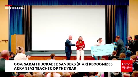Gov. Sarah Huckabee Sanders Honors Arkansas Teacher Of The Year In Front Of Her Students