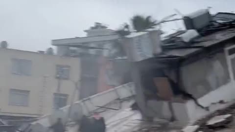 Multiple buildings collapsed - aftermath of 7.8 magnitude earthquake in İskenderun, Turkey