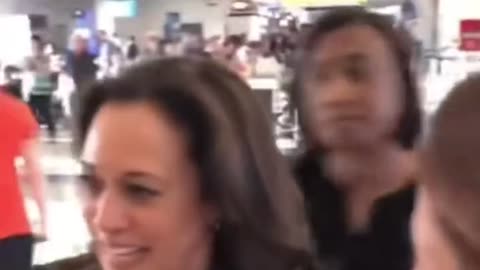I thought VP flew on AF2. Kamala Harris confronted at the Airport