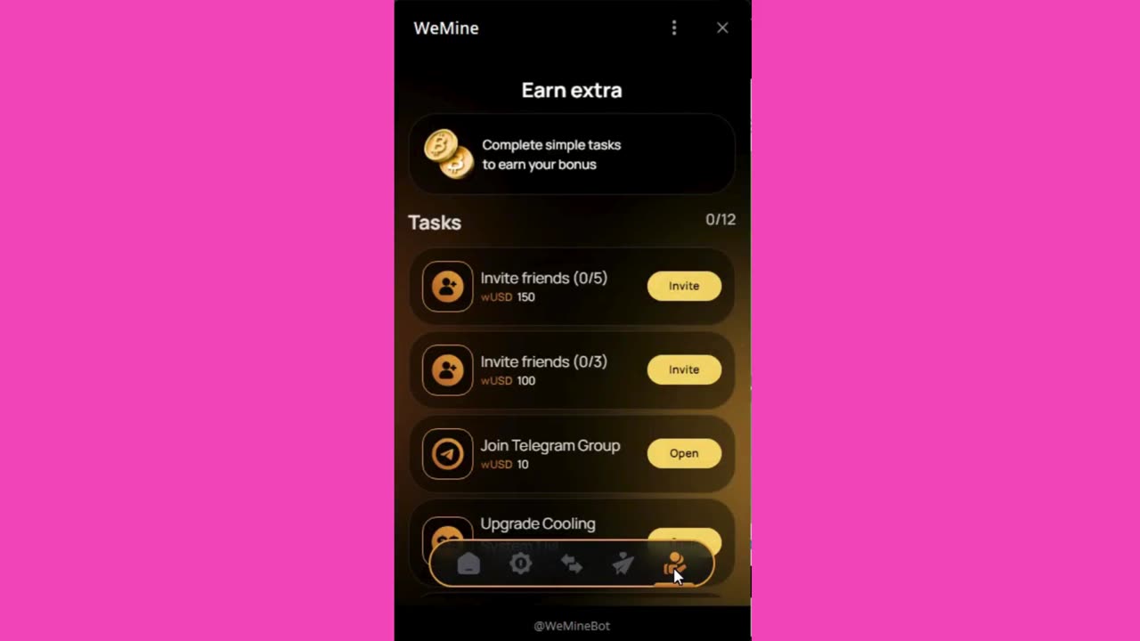 new mining mini app bot telegram wemine