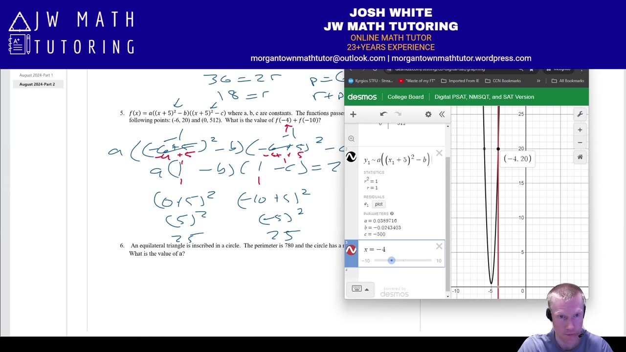 Digital SAT Math August 2024 10 Questions (Part 2)-Full Solutions & Explanations