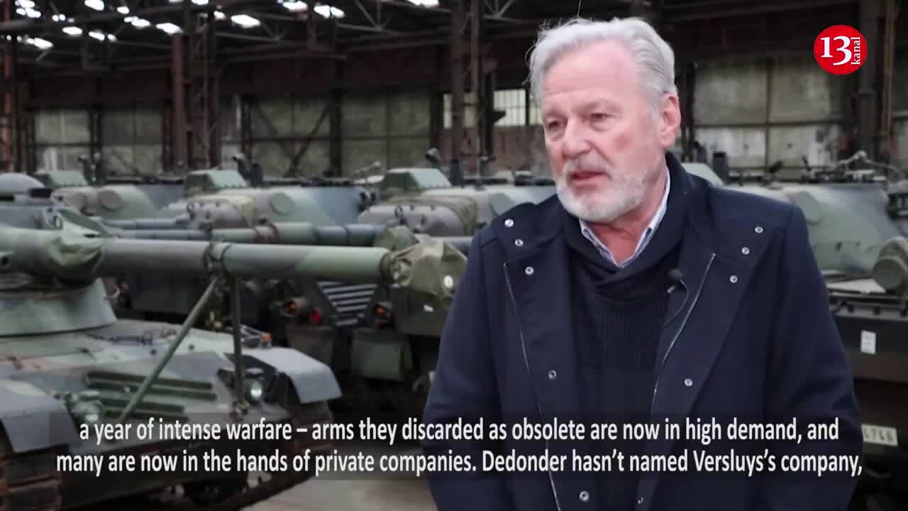 Drone footage shows Belgian warehouse full of tanks which trader says could help Ukraine