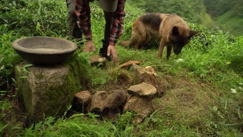 100 Year Old Abandoned Village House - Bread making in chipped stone - Primitive water mill