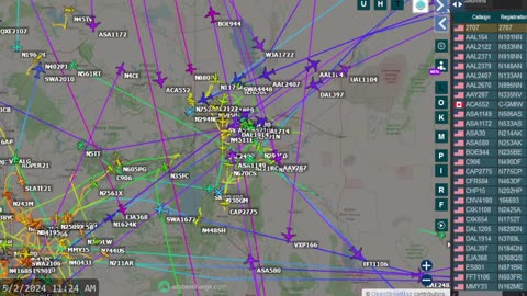 Reno Nevade Air traffic time lapsed for May 2nd 2024