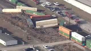 A train derailed in Houston, Texas on Monday afternoon