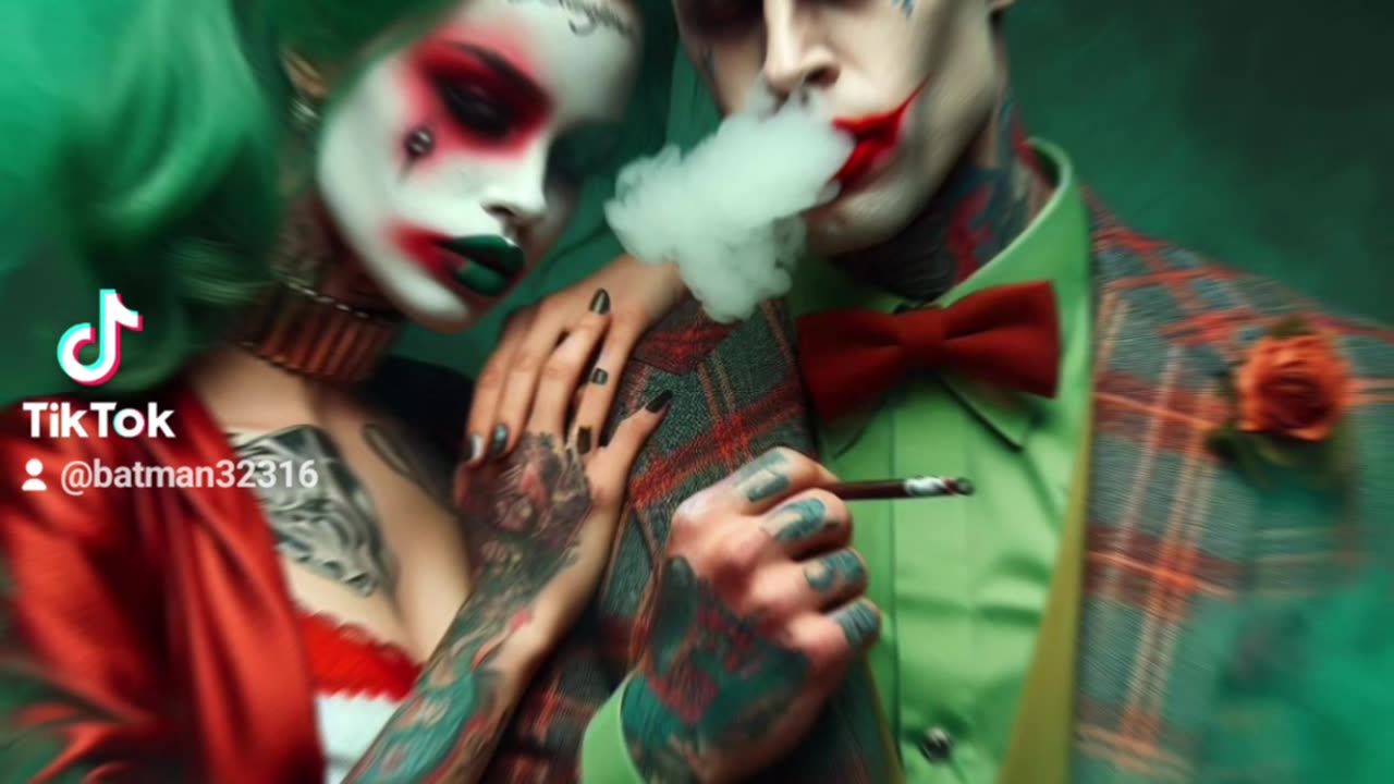 Joker and Harley Quinn smoking ai art