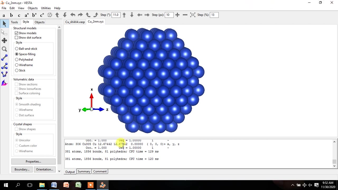 How to draw a Cu Quantum dot from CIF file using VESTA Software