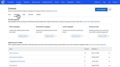 Segment your contacts based on engagement Constant Contact