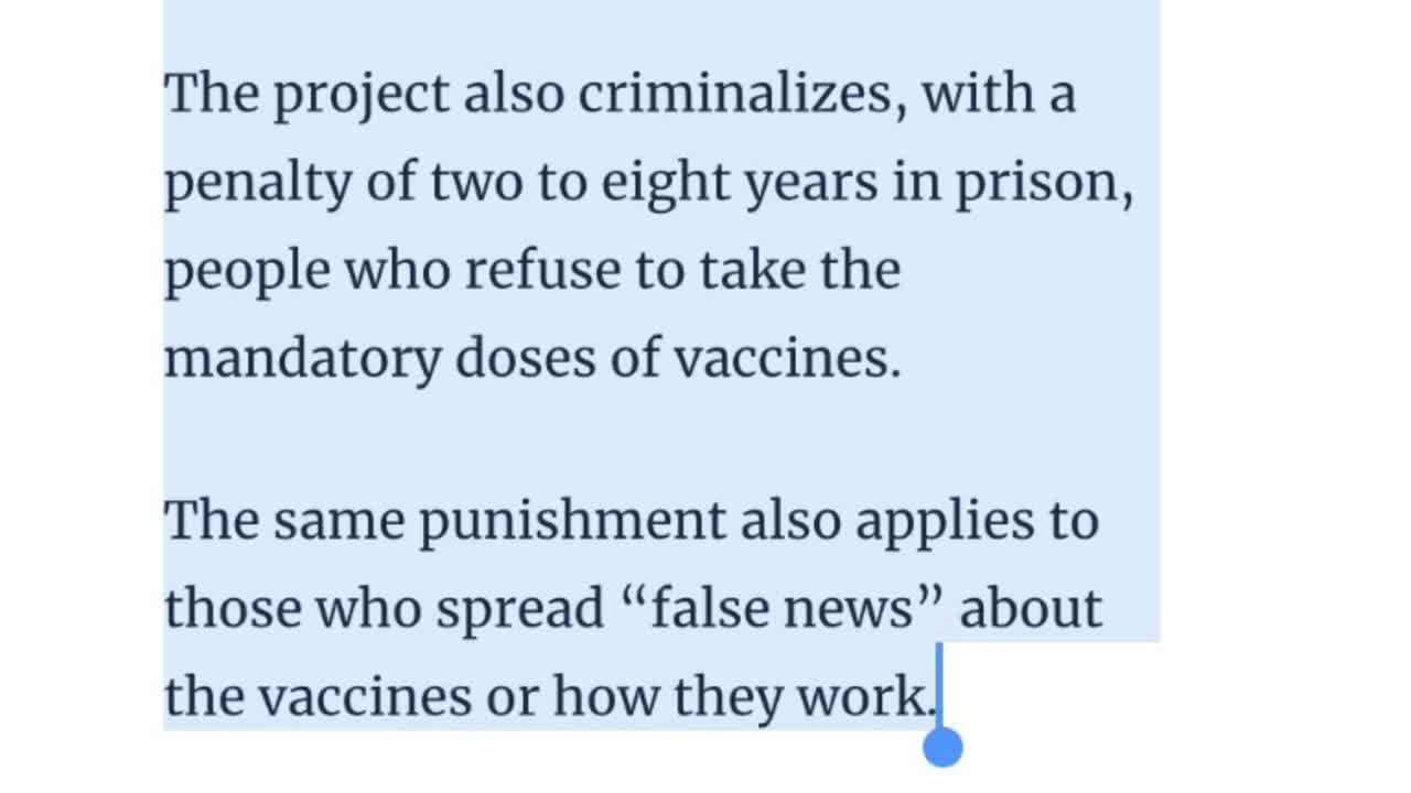 Brazil: Seeks to Criminalize those who Refuse the Mandatory Vaccination of Children, Anyone Who Refuses Mandatory Vaccinations, & Anyone who Spreads “Vaccine Misinformation”