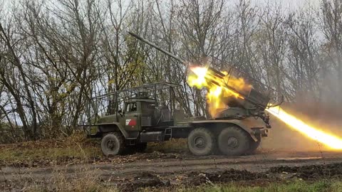 Calculations Combat work of the MLRS Grad calculation in the border area of the Kursk region