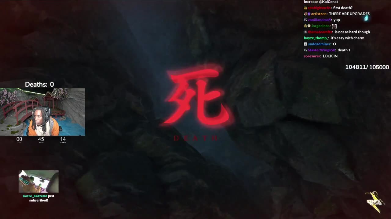 Kai Cenat accidentally fell off a cliff just a couple minutes into the Sekiro Shadows Die Twice