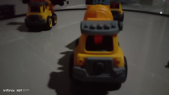 play mixer cars and toy truck