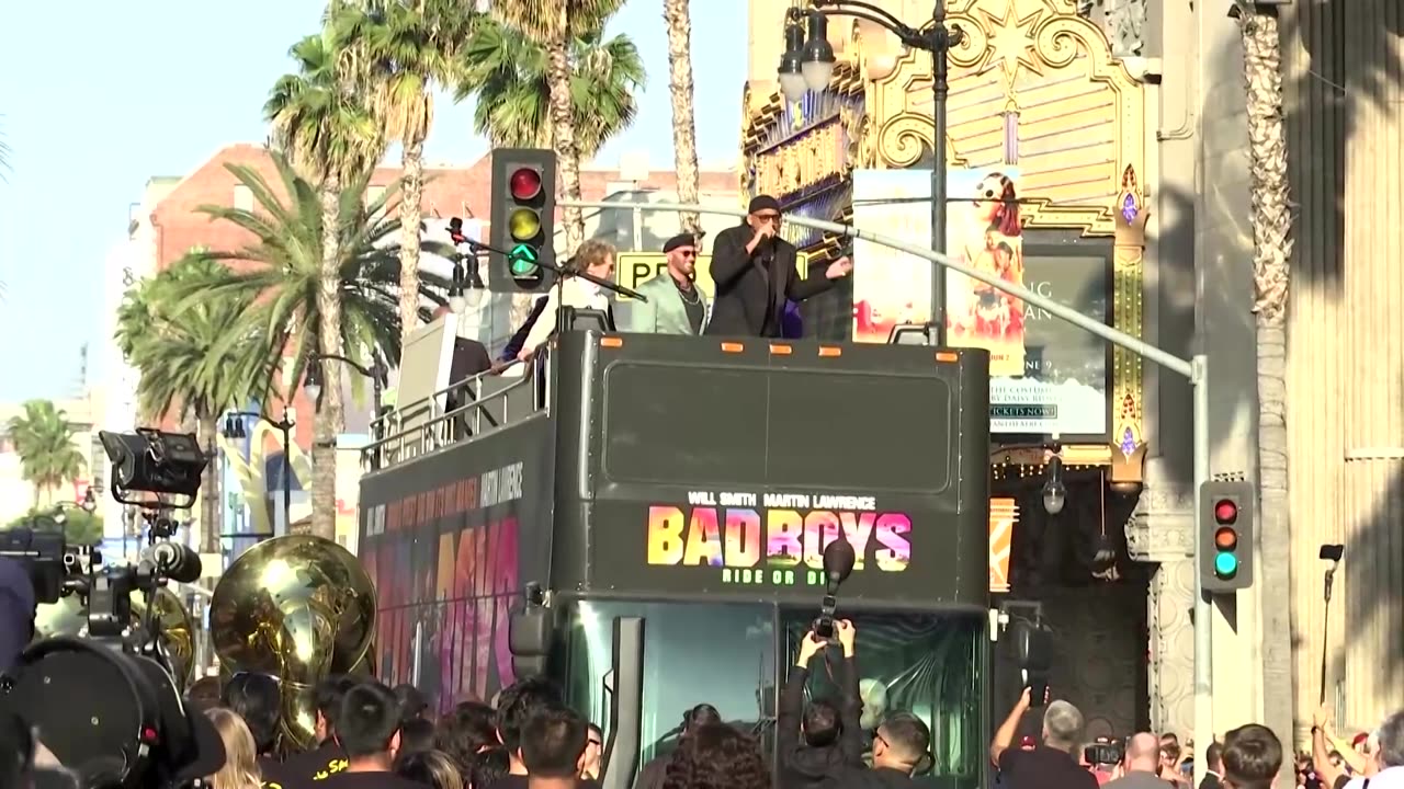 Will Smith performs on bus at 'Bad Boys' film premiere