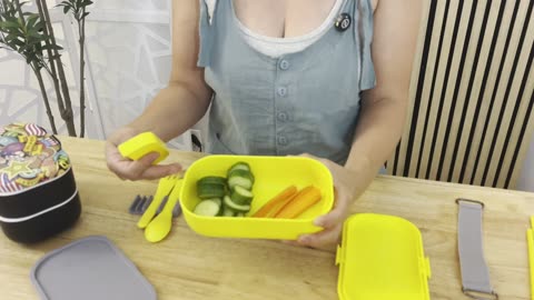 Insulated Stackable Bento Box for Adults Reusable Chopsticks Microwavable & Leak Proof Containers