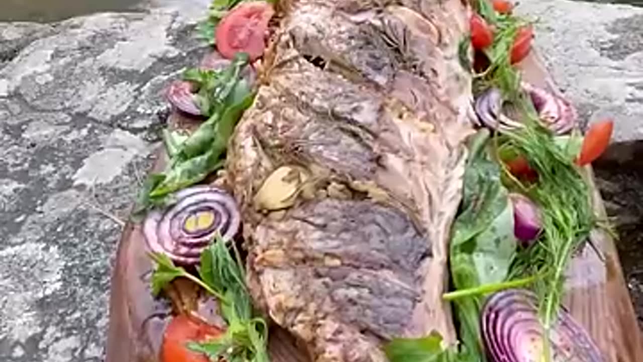 Natural style mutton cooking recipe in forest picnic