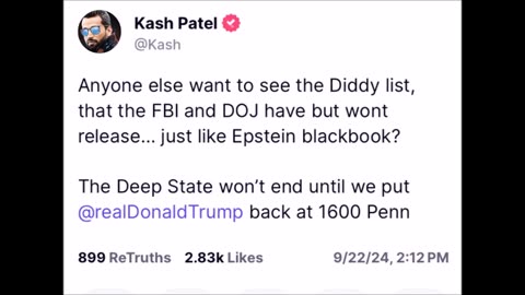 Kash Patel - FBI & DOJ won't release Diddy's list