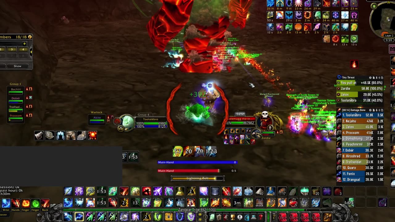 Golemag WoW classic SoD Ele Shaman Molten Core boss fight - Gameplay – 2500 dps. Gearscore 1010