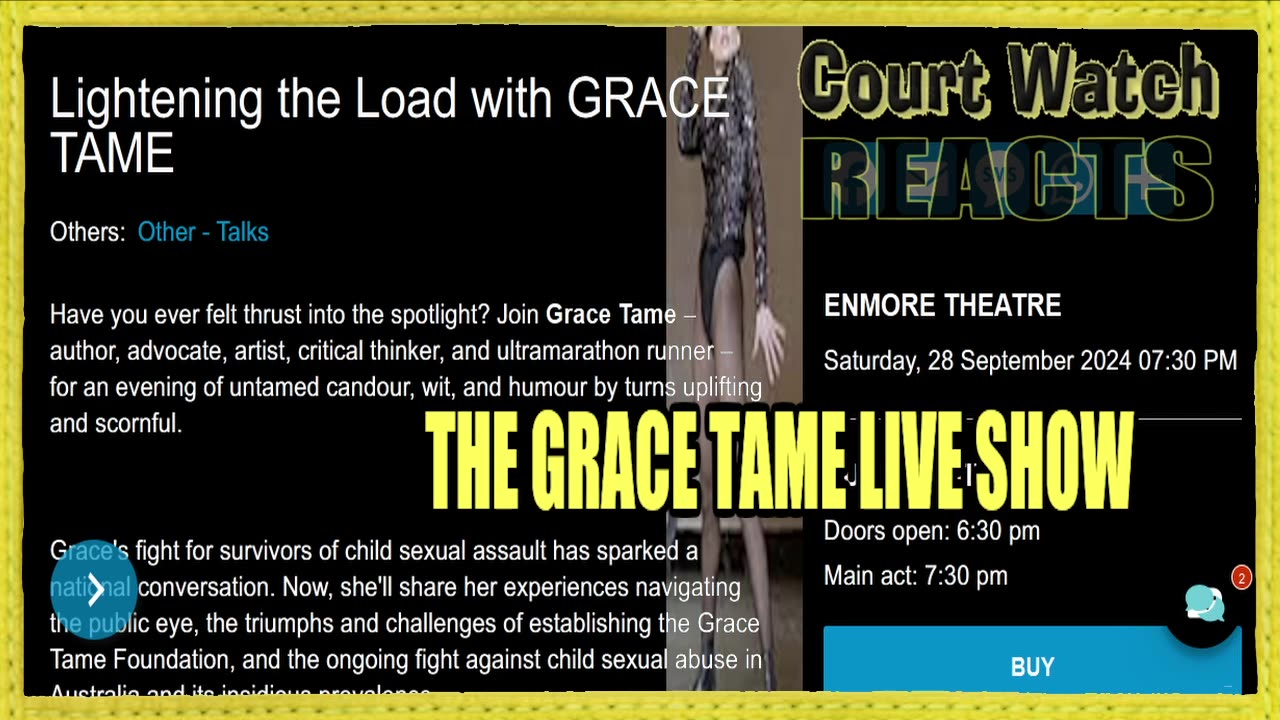 Grace Tame Live Show discussed