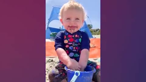 Funny Baby's Reaction On The Beach __ 5-Minute Fails