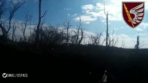 Ukrainian Soldier Firing a Machine Gun into Russian Lines from Across No Man's Land