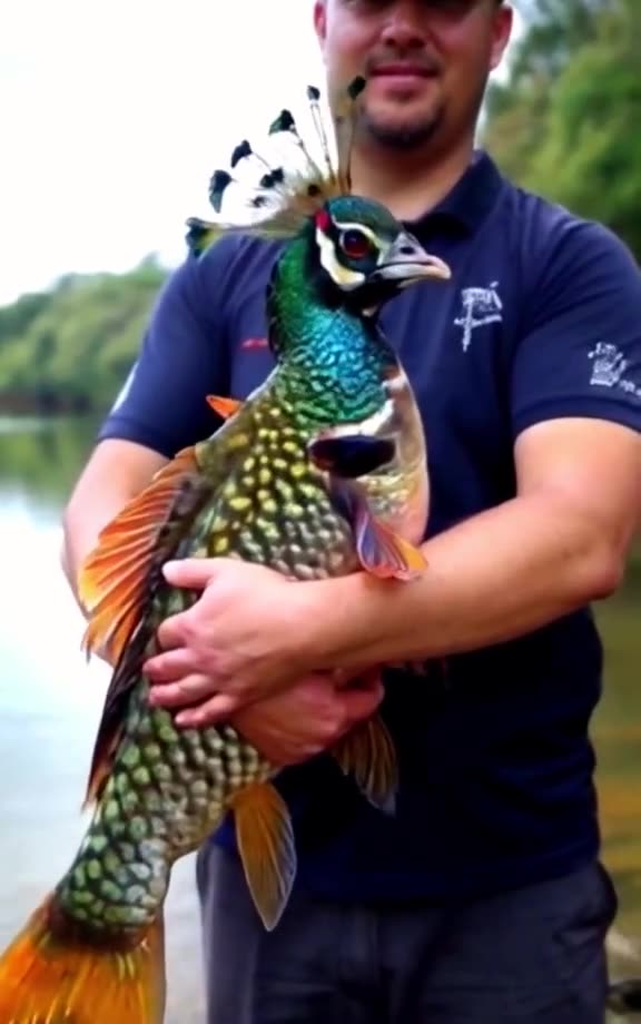 Fish with a peacock head