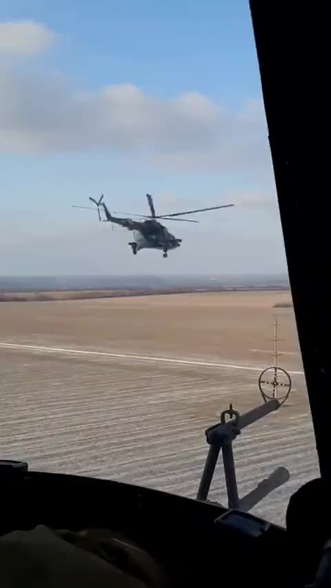 3 Helicopters Fly Towards the Front