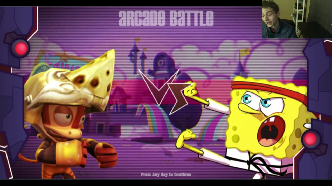 Nickelodeon Super Brawl Showdown! Battle #17 With Live Commentary - Monkey VS SpongeBob SquarePants