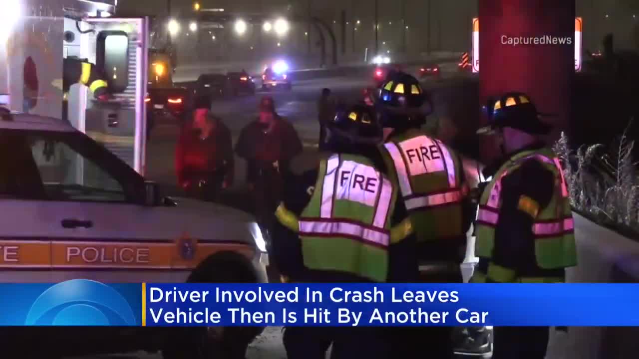 Driver involved in crash leaves vehicle then is hit by another car