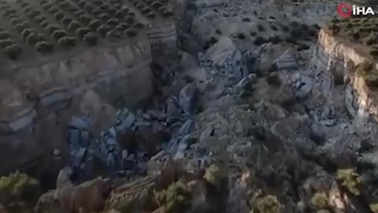 The crevice is about 30 meters deep and about 200 meters wide in Hatay province, Turkey.