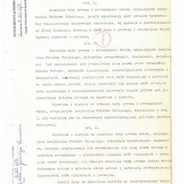 Dekret o nieważności Aktów Prawnych Władz Okupacyjnych 30 Listopad 1939r.