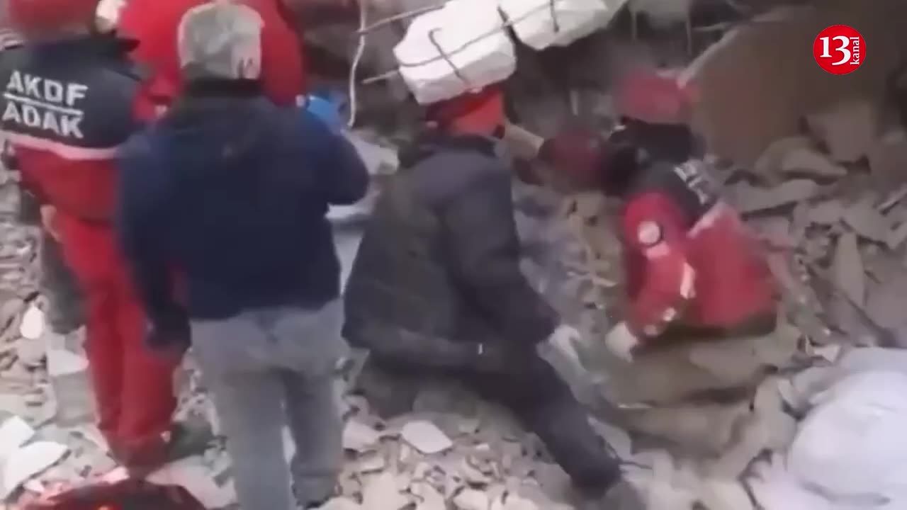 Rescue workers buried under rubble in Turkey's Hatay province