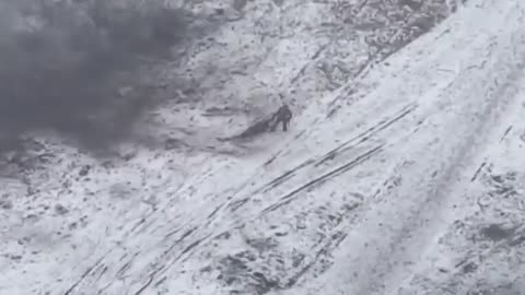 Russian Soldier Leaves his Friend when Shells Start Falling