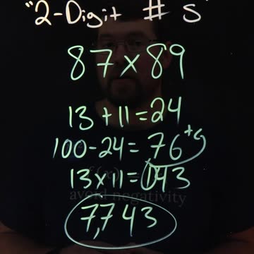 How to multiply 2-digit numbers | 87x89 | Minute Math Tricks Part 149 #shorts