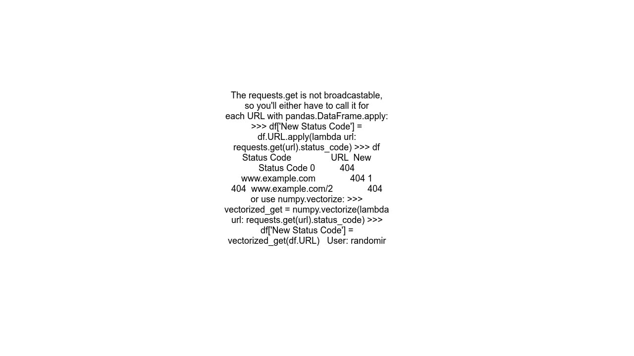 Using python requests for several urls in a dataframe