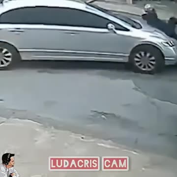 Carjacker becomes a temporary hood ornament.