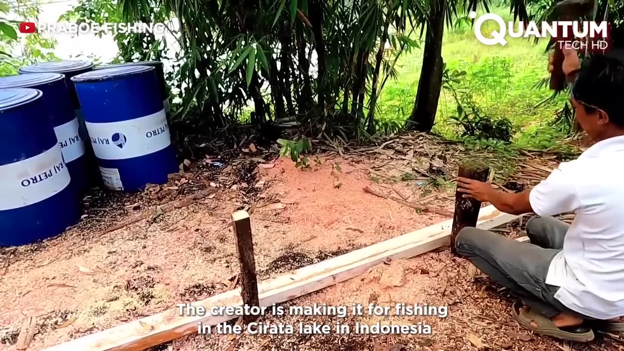 Building a Boat with Plastic Barrels and Wood in the Jungle | by @praboefishing