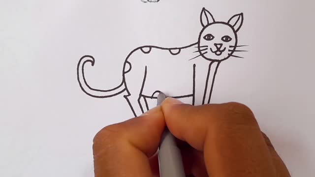 How To Draw A Cat From 4 Number Cat Drawing Easy