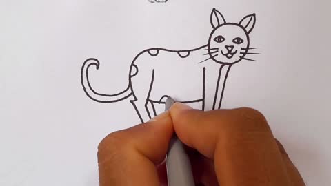 How To Draw A Cat From 4 Number Cat Drawing Easy