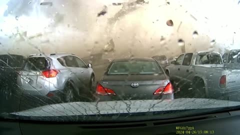 dash cam coverage of tornado destroying building